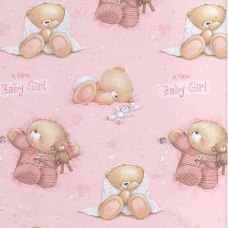 New Baby Girl Forever Friends Gift Wrap